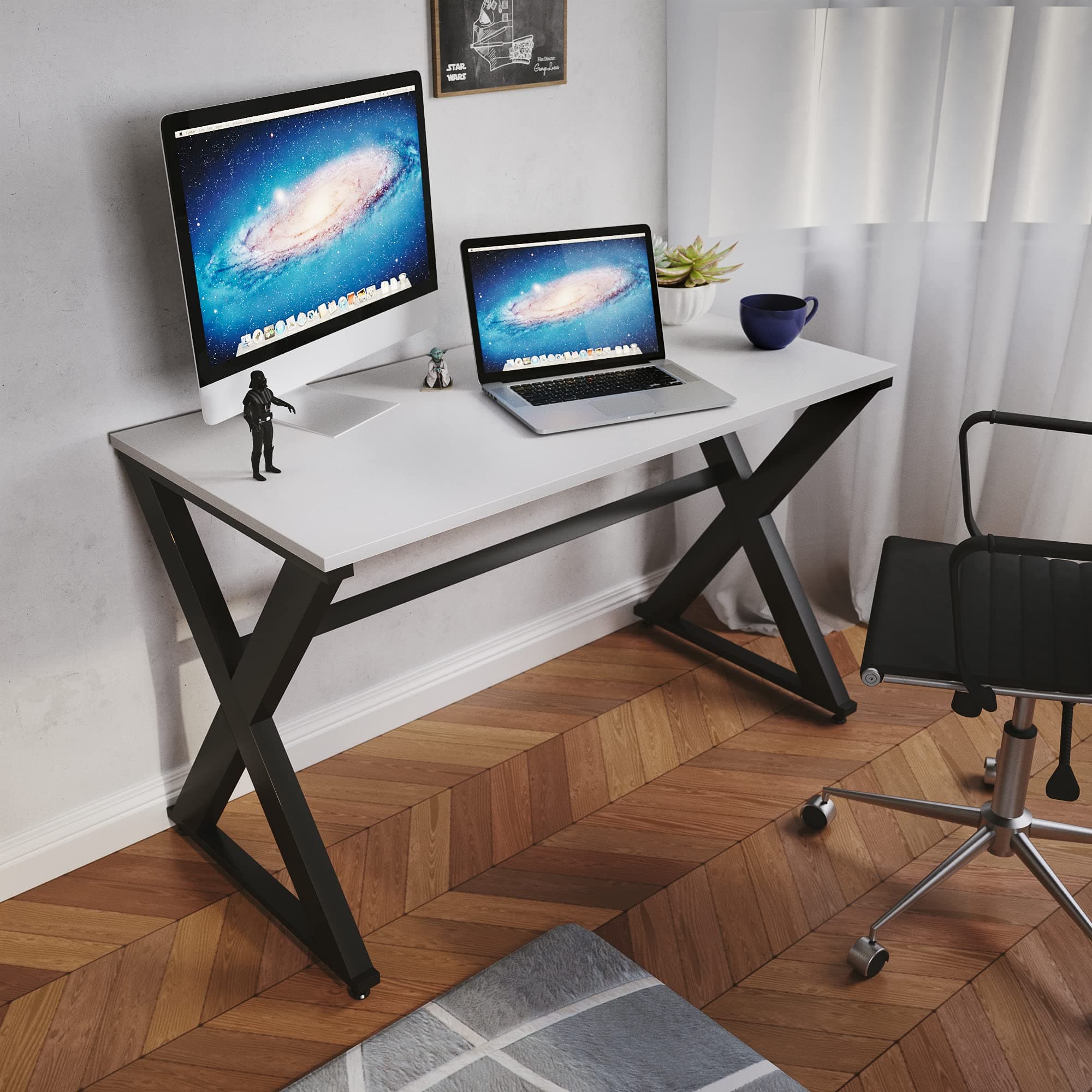 LAD Workspaces The X Table Engineered Wood Study Table, Laptop, Computer Table Desk for Home & Office