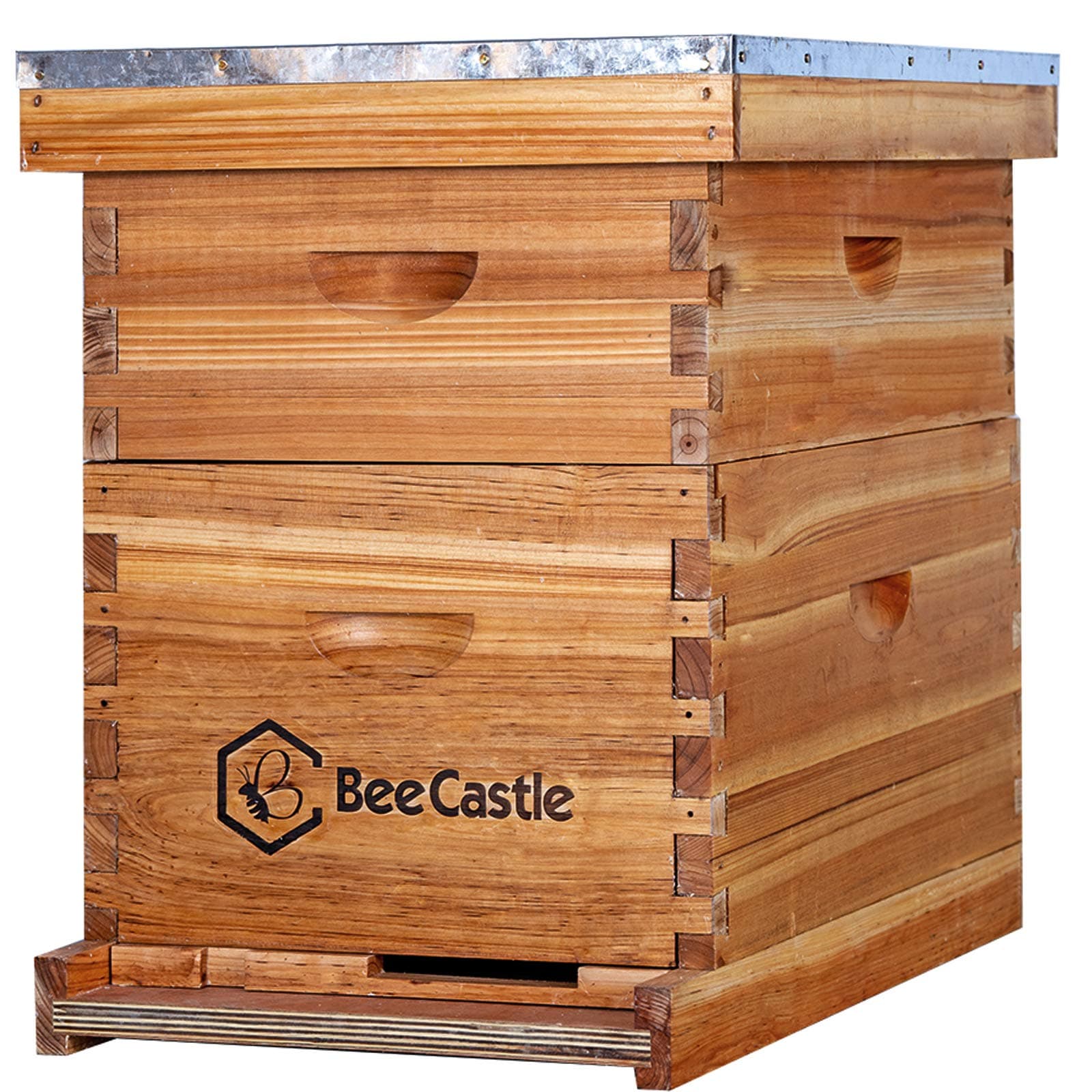 BeeCastle 8 Frame Langstroth Bee Hive Coated with Beeswax Includes Beehive Frames and Waxed Foundations (1 Deep Box & 1 Medium Box)