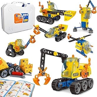 Building Toys for Age 5-12 Year Old Boys Gift, 6 in 1 Engineering Excavator Toys, Kids Stem Learning Toys Educational Building Kit (J-7769)