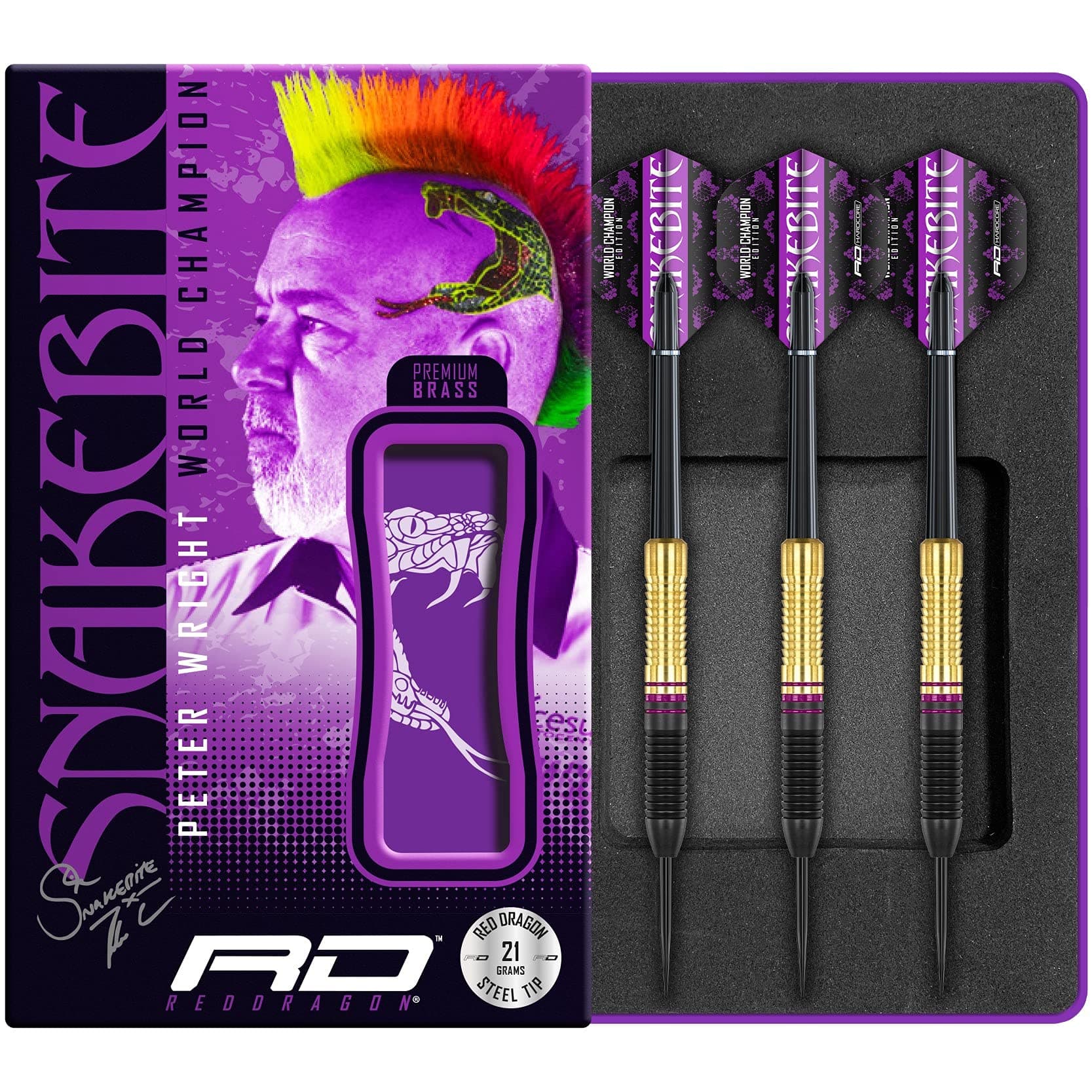 RED DRAGON Peter Wright Snakebite Brass Darts Sets