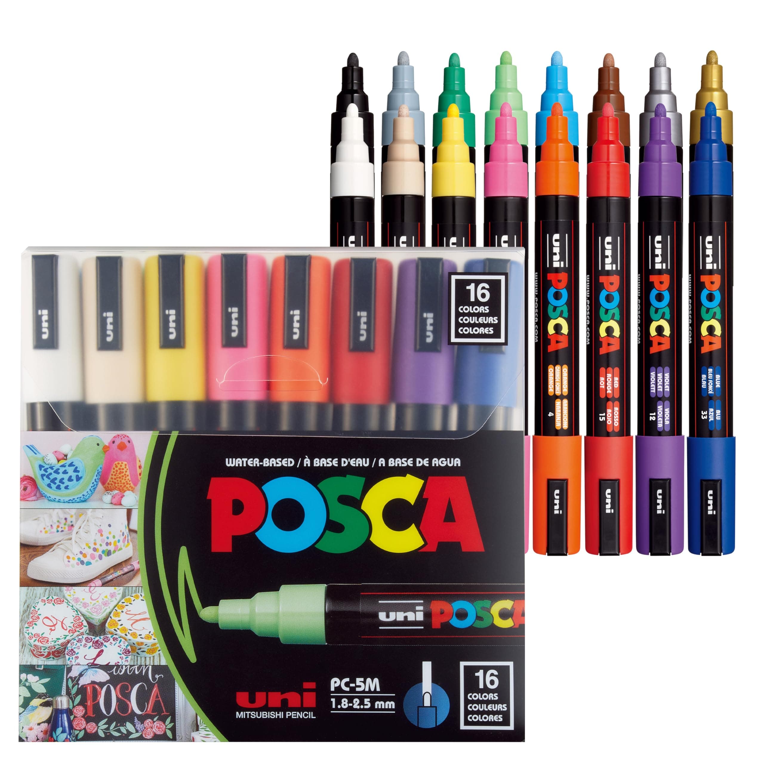 Posca PXPC5M16A Acrylic Paint Marker Set, Medium