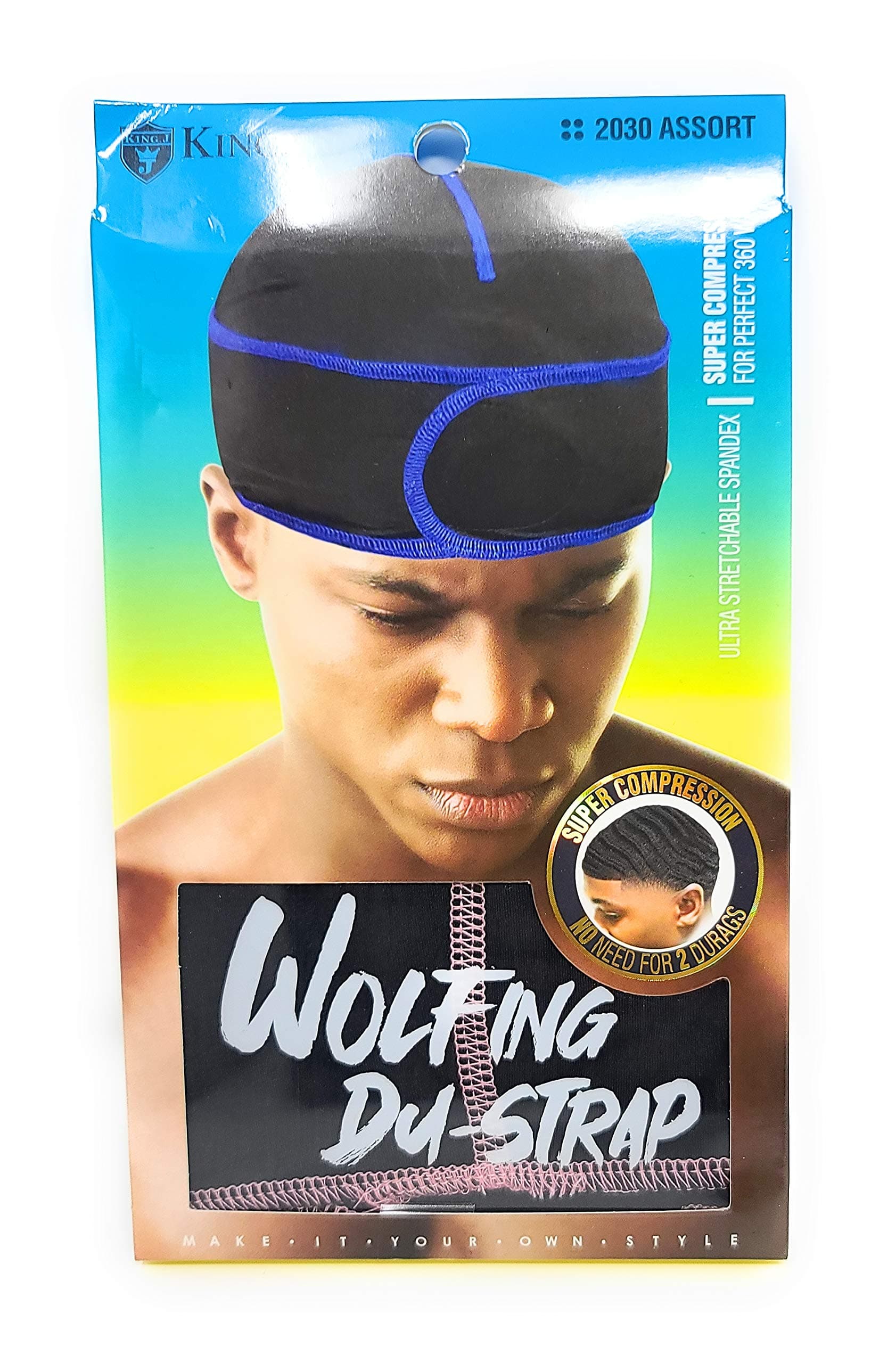 King J Wolfing Du-Strap #2030 No Strings-Snaps Stringless durag compressing cap
