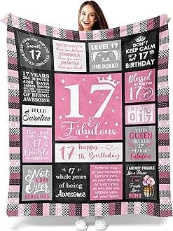 17 Year Old Girl Gift Ideas, 17 Year Old Girl Gifts, Gifts for 17 Year Old Girl, 17th Birthday Gifts for Girls, 17th Birthday Decorations for Girls Blanket 40"X50"