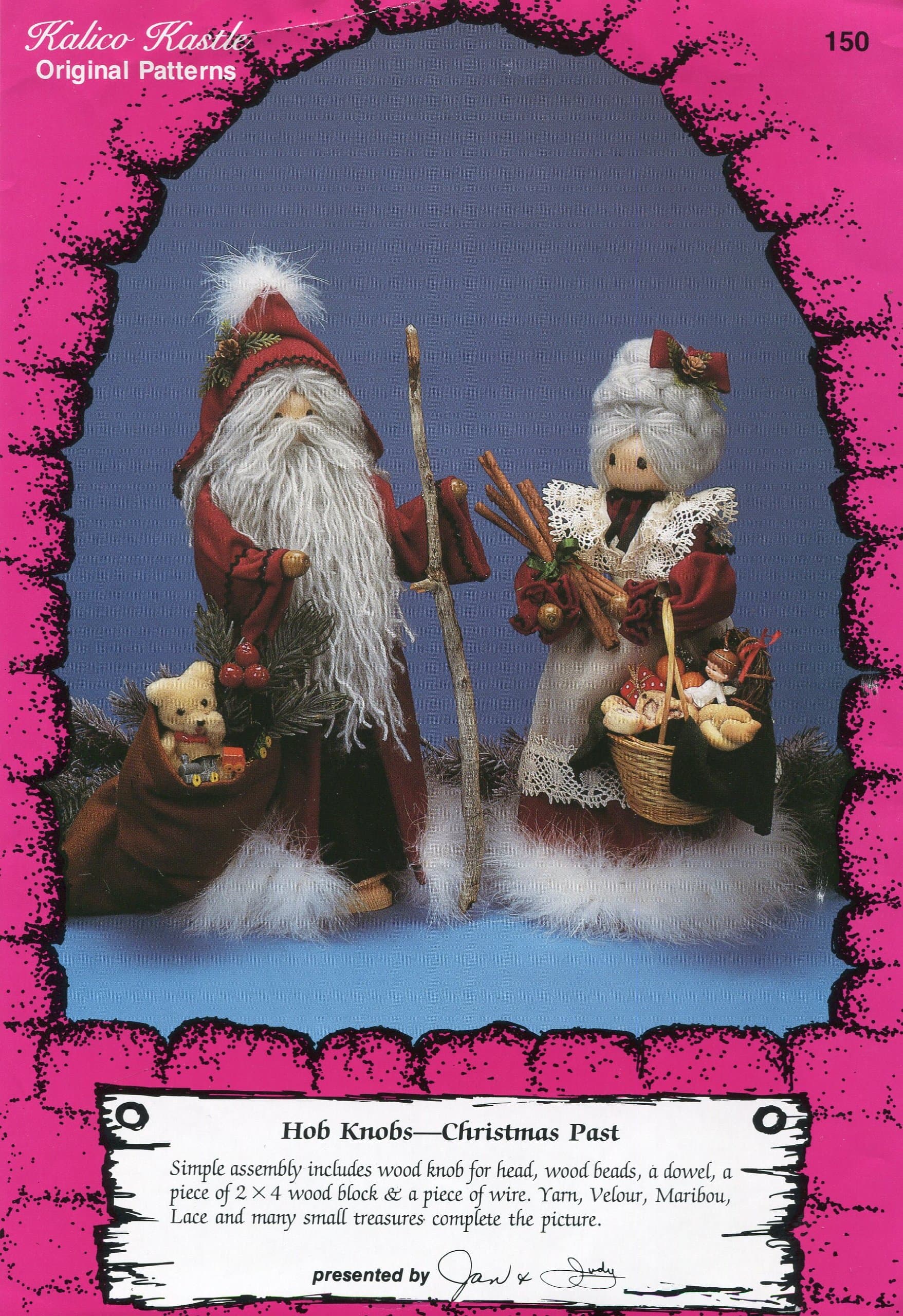 Kalico Kastle Craft Pattern ~ Hob Knobs - A Christmas Past Mrs. & Mrs. Santa Dolls